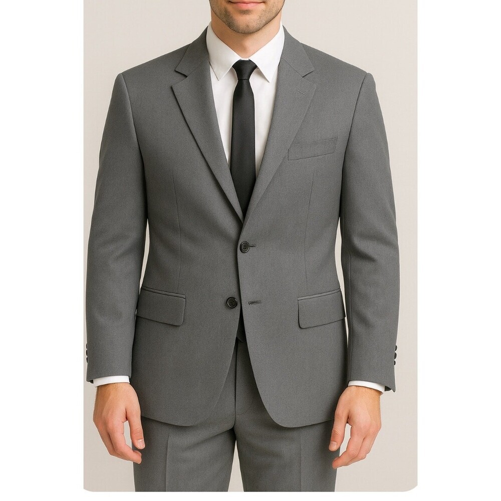 Oscar De La Renta sport coat blazer jacket suit gray 3 button SZ 40L pockets